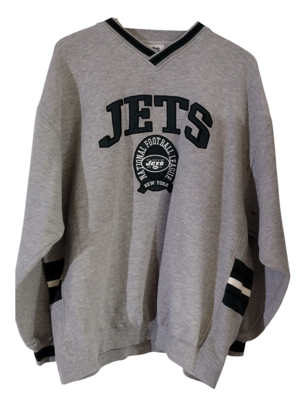 Vintage Lee Sport Gray Sweatshirt with Dark Green Stripe Trim